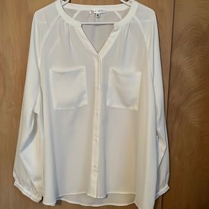 White 100% percent polyester dress shirt